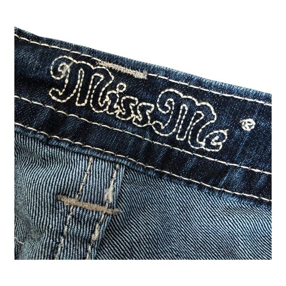 Miss Me Thick Stitched Retro Y2K Low Rise Boot Cut Denim Womens Jeans 28x34 - Picture 7 of 16